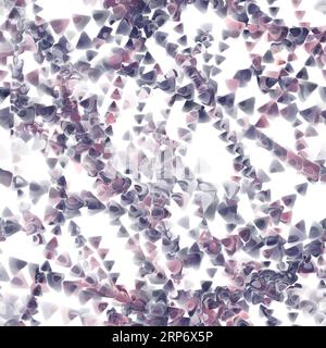 Nahtloses Muster mit mehreren Dreiecken. Dreiecksgirlande. Violette und rote Farben mit Reflexion auf weißem Hintergrund. Muster für Umhüllung, Textil Stockfoto