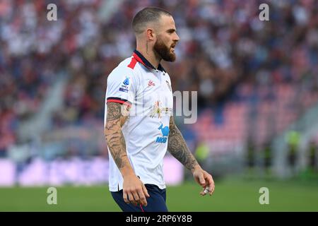 Bologna, Italien. September 2023. Nahitan Nandez (Cagliari Calcio) während des Spiels Bologna FC gegen Cagliari Calcio, italienische Fußballserie A in Bologna, Italien, 02. September 2023 Credit: Independent Photo Agency/Alamy Live News Stockfoto