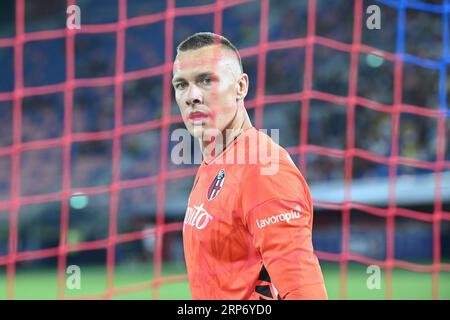 Bologna, Italien. September 2023. ?Ukasz Skorupski (Bologna FC) während des Spiels Bologna FC gegen Cagliari Calcio, italienische Fußballserie A in Bologna, Italien, 02. September 2023 Credit: Independent Photo Agency/Alamy Live News Stockfoto