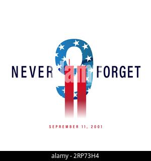 Vergessen Sie nie 9/11 USA 11. September 2001. Patriot Day, wir werden es nie vergessen. Vektorillustration für Poster oder Social-Media-Banner Stock Vektor