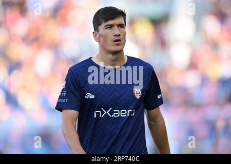 Bologna, Italien. September 2023. Eldor Shomurodov (Cagliari Calcio) während des Spiels Bologna FC gegen Cagliari Calcio, italienische Fußballserie A in Bologna, Italien, 02. September 2023 Credit: Independent Photo Agency/Alamy Live News Stockfoto