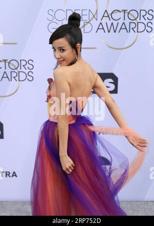 (190128) -- LOS ANGELES, 28. Januar 2019 -- die Schauspielerin Fiona Xie ist am 27. Januar 2019 für die 25. Jährlichen Screen Actors Guild Awards im Shrine Auditorium in Los Angeles in den Vereinigten Staaten eingetroffen. Li Ying) U.S.-LOS ANGELES-sag VERLEIHT liying3 PUBLICATIONxNOTxINxCHN Stockfoto