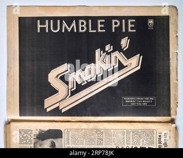 1970er-Werbespot für Humble Pie Smokin im New Musical Express NME Magazine Stockfoto