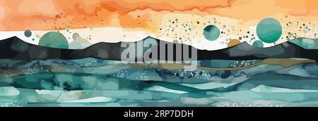 Wunderschöner, wässriger Hintergrund. Abstraktes farbenfrohes Aquarellgemälde. Vektordarstellung. Stock Vektor