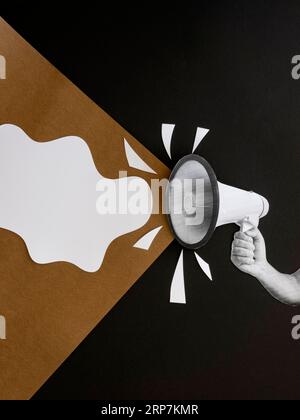 Schwarze Leben Materie Bewegung mit Megaphon Stockfoto