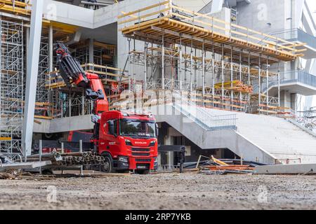 Baustelle MHPArena Stuttgart. Der Austragungsort des Bundesliga-Clubs VfB Stuttgart wird bei A für die UEFA-Europameisterschaft 2024 fit gemacht Stockfoto