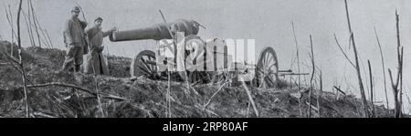 Verlassene deutsche 150 Kanone, April 1917, Département Aisne, Region Hauts-de-France, Frankreich Stockfoto