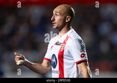 Luca Caldirola von AC Monza zeigt während des Serie-A-Fußballspiels zwischen Atalanta BC und AC Monza. Stockfoto