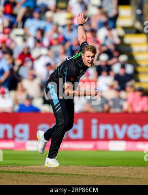 BIRMINGHAM, GROSSBRITANNIEN. September 2023. Kyle Jamieson of New Zealand during England Men vs New Zealand - Third Vitality T20 International auf dem Edgbaston Cricket Ground am Sonntag, den 03. September 2023 in BIRMINGHAM ENGLAND. Quelle: Taka Wu/Alamy Live News Stockfoto