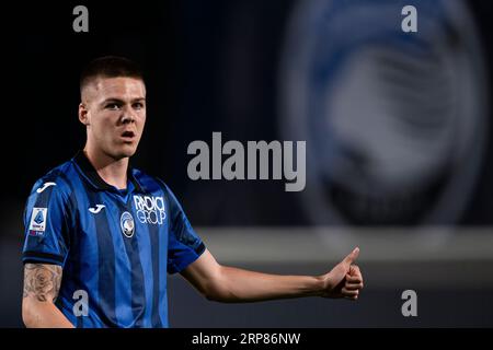 Emil Holm von Atalanta BC zeigt während des Serie-A-Fußballspiels zwischen Atalanta BC und AC Monza. Stockfoto