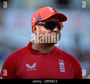 Edgbaston, Birmingham, Großbritannien. September 2023. 3. IT20, England versus Neuseeland; Jonny Bairstow of England Credit: Action Plus Sports/Alamy Live News Stockfoto