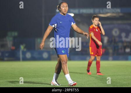 Kingston, Großbritannien. September 2023. London, England, 3. September 2023: Lauren James (10 Chelsea) während des Vorsaisonspiels zwischen Chelsea und Roma in Kingsmeadow, London, England. (Bettina Weissensteiner/SPP) Credit: SPP Sport Press Photo. Alamy Live News Stockfoto