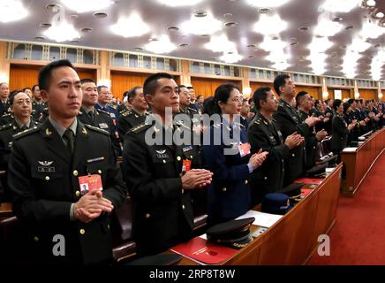 (190315) -- PEKING, 15. März 2019 -- die zweite Sitzung des 13. Nationalen Volkskongresses (NPC) findet am 15. März 2019 in der Großen Halle des Volkes in Peking, der Hauptstadt Chinas, statt. ) (ZWEI SITZUNGEN)CHINA-PEKING-NPC-ABSCHLUSSSITZUNG (CN) LIXGANG PUBLICATIONXNOTXINXCHN Stockfoto