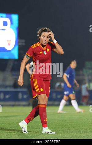 Kingston, Großbritannien. September 2023. London, England, 3. September 2023: Valentina Giacinti (9 Roma) während des Vorsaisonspiels zwischen Chelsea und Roma in Kingsmeadow, London, England. (Bettina Weissensteiner/SPP) Credit: SPP Sport Press Photo. Alamy Live News Stockfoto