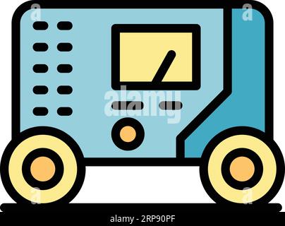 Konturvektor für das Symbol des Benzingenerators. Elektromotor. Tragbares Gas, Farbe flach Stock Vektor