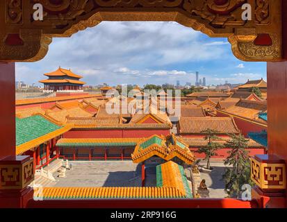 (190320) -- PEKING, 20. März 2019 (Xinhua) -- Foto mit dem Handy gemacht zeigt das Palastmuseum in Peking, Hauptstadt von China, 14. März 2019. (Xinhua/Fei Maohua) (Beijingcandid)CHINA-BEIJING-SPRING (CN) PUBLICATIONxNOTxINxCHN Stockfoto