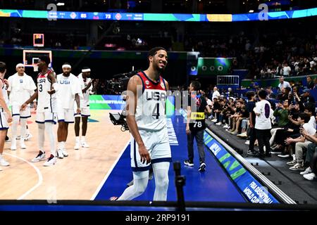 Asia Arena, Manila, Philippinen. September 2023. Tyrese Haliburton (USA), 1. SEPTEMBER 2023 - Basketball - FIBA World Cup 2023 - zweite Runde - Gruppe J zwischen den USA - Montenegro in der Mall of Asia Arena, Manila, Philippinen. Quelle: SportsPressJP/AFLO/Alamy Live News Stockfoto