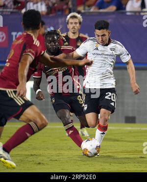 Frisco, USA. September 2023. Frisco, Texas, Vereinigte Staaten: Alan Velasco (20) in Aktion während des MLS-Spiels zwischen dem FC Dallas und Atlanta United spielte am Samstag, den 2. September 2023 im Toyota Stadium. (Foto: Javier Vicencio/Eyepix Group/SIPA USA) Credit: SIPA USA/Alamy Live News Stockfoto