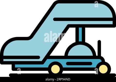 Umrissvektor für das Symbol für Passagierflugzeugtreppen. Flughafenreisen. Urlaub Luft Farbe flach Stock Vektor