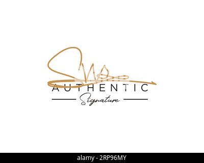 Vektor für SW-Signatur-Logo-Vorlage. Stock Vektor