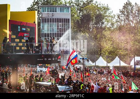Monza, Italien. September 2023. Eine allgemeine Ansicht des Podiums ist auf diesem Bild zu sehen, das nach dem italienischen F1 Grand Prix-Rennen im Autodromo Nazionale Monza aufgenommen wurde. Quelle: SOPA Images Limited/Alamy Live News Stockfoto