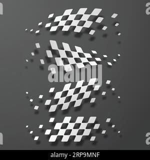 Verschiedene Wellenfahnen, weiß, mit Schatten Stock Vektor