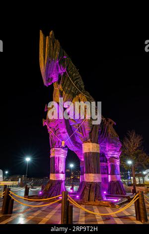 Troy Horse Statue - das Pferd aus der griechischen Mythologie. Es wurde 2004 in dem Film „Troy“ verwendet. Canakkale, Türkei Stockfoto