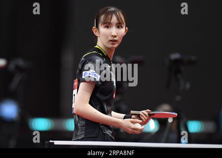 PyeongChang, Republik Korea. September 2023. HiNA Hayata (JPN) Tischtennis : 2023 Asiatische Tischtennismeisterschaften Frauen Teamquarterfinale zwischen Japan und Indien im Pyeongchang Dome in Pyeongchang, Republik Korea. Quelle: Itaru Chiba/AFLO/Alamy Live News Stockfoto