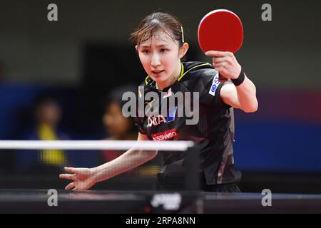 PyeongChang, Republik Korea. September 2023. HiNA Hayata (JPN) Tischtennis : 2023 Asiatische Tischtennismeisterschaften Frauen Teamquarterfinale zwischen Japan und Indien im Pyeongchang Dome in Pyeongchang, Republik Korea. Quelle: Itaru Chiba/AFLO/Alamy Live News Stockfoto