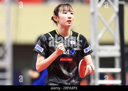 PyeongChang, Republik Korea. September 2023. HiNA Hayata (JPN) Tischtennis : 2023 Asiatische Tischtennismeisterschaften Frauen Teamquarterfinale zwischen Japan und Indien im Pyeongchang Dome in Pyeongchang, Republik Korea. Quelle: Itaru Chiba/AFLO/Alamy Live News Stockfoto