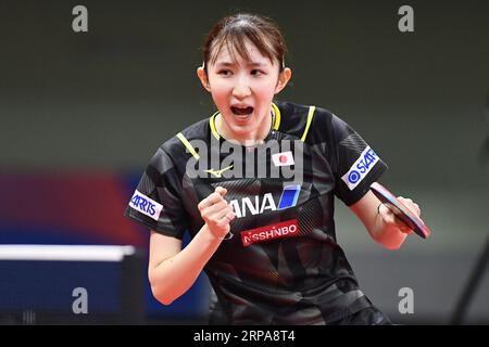 PyeongChang, Republik Korea. September 2023. HiNA Hayata (JPN) Tischtennis : 2023 Asiatische Tischtennismeisterschaften Frauen Teamquarterfinale zwischen Japan und Indien im Pyeongchang Dome in Pyeongchang, Republik Korea. Quelle: Itaru Chiba/AFLO/Alamy Live News Stockfoto