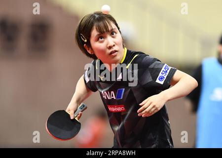 PyeongChang, Republik Korea. September 2023. MIU Hirano (JPN) Tischtennis : 2023 Asiatische Tischtennismeisterschaften Frauen Teamquarterfinale zwischen Japan und Indien im Pyeongchang Dome in Pyeongchang, Republik Korea. Quelle: Itaru Chiba/AFLO/Alamy Live News Stockfoto