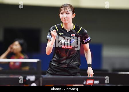PyeongChang, Republik Korea. September 2023. HiNA Hayata (JPN) Tischtennis : 2023 Asiatische Tischtennismeisterschaften Frauen Teamquarterfinale zwischen Japan und Indien im Pyeongchang Dome in Pyeongchang, Republik Korea. Quelle: Itaru Chiba/AFLO/Alamy Live News Stockfoto