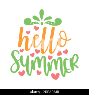 hallo Sommer, Typografie-T-Shirt-Design, T-Shirt-Druck, Freebie SVG, T-Shirt-Design, Schriftzug-T-Shirt-Design Stock Vektor