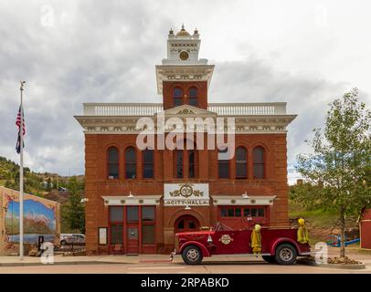 Victor, Colorado - 27. August 2023: Das Victor City Hall steht hoch in den Rocky Mountains. Stockfoto