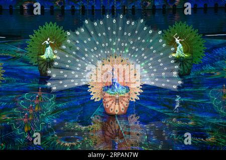 (190515) -- PEKING, 15. Mai 2019 -- der Tanz Happy and Prospicious wird auf dem asiatischen Kulturkarneval im Nationalstadion oder dem Vogelnest in Peking, der Hauptstadt von China, am 15. Mai 2019 inszeniert. ) (CDAC) CHINA-BEIJING-CDAC-ASIAN CULTURE CARNIVAL (CN) WANGXYUGUO PUBLICATIONXNOTXINXCHN Stockfoto