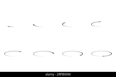 3D rotierende Pfeile von 45 Grad bis 360 Grad Stock Vektor