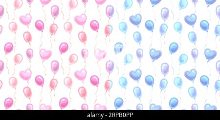 Festlicher Weihnachtsballon mit nahtlosem Muster, pinkblau, flach. Grußkarte Hintergrund Geburtstag Party Event Design Gewinner Wrapping Website Anzeigen Rabatt weihnachten valentinstag niedlich Geschlecht Wrap Stock Vektor