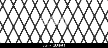 Nahtloses diagonales Kreuzlinienraster. Geometrische Rautenstruktur. Schwarzes diagonales Netz auf weißem Hintergrund. Minimalistisches gestepptes Material. Metallic Stock Vektor