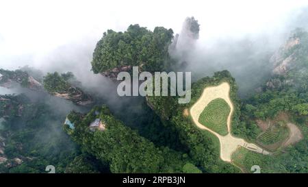 (190527) -- PEKING, 27. Mai 2019 (Xinhua) -- Foto aufgenommen am 25. Mai 2019 zeigt die Landschaft des Wulingyuan Scenic Area in Zhangjiajie, der zentralchinesischen Provinz Hunan. (Xinhua/Wu Yongbing) XINHUA FOTOS DES TAGES PUBLICATIONxNOTxINxCHN Stockfoto