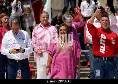 Nicht exklusiv: 3. September 2023, Mexiko-Stadt, Mexiko: Senatorin Xochitl Galvez bei der Übergabe des Zertifikats von ihr als Präsidentschaftskandidatin für Stockfoto