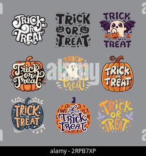 Halloween Trick or Treat for Halloween Day Plakatwerbung oder Deko-Paket. Vektorillustration Stock Vektor