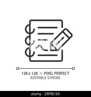 Symbol für einen anpassbaren, dünnen, linearen, schwarzen Bericht in 2D Stock Vektor