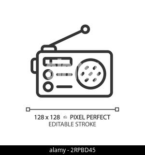 Anpassbares 2D-Symbol für dünnes, lineares schwarzes Funkgerät Stock Vektor