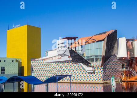 Moderne, vielfältige Architektur des Museums in Groningen, Niederlande Stockfoto