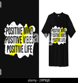 Positive Mind positive Vibes positive Life Typografie T-Shirt Design, T-Shirt Print, Kalligraphie, Beschriftung, T-Shirt Designs, Silhouette-T-Shirt-Design Stock Vektor