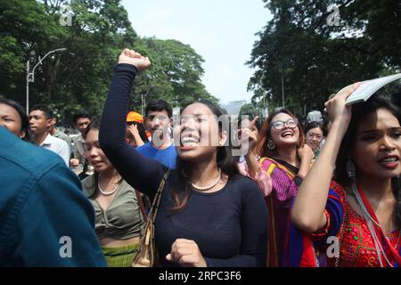 Dhaka Bangladesch, 09. August 2023. Bangladeshi Adivashi Forum organisierte eine Kundgebung anlässlich des internationalen Tages der indigenen Völker der Welt in der ce Stockfoto