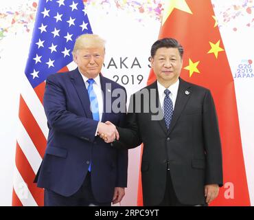 News Bilder des Tages 190629 -- OSAKA, 29. Juni 2019 -- der chinesische Präsident Xi Jinping trifft sich mit US-Präsident Donald Trump in Osaka, Japan, am 29. Juni 2019. JAPAN-OSAKA-XI JINPING-DONALD TRUMP-TREFFEN JUXPENG PUBLICATIONXNOTXINXCHN Stockfoto