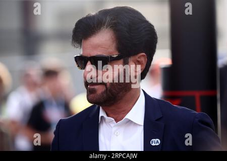 Monza, Italien. September 2023. Mohammed Ben Sulayem, Präsident der FIA, im Fahrerlager vor dem F1 Grand Prix von Italien im Autodromo Nazionale am 3. September 2023 in Monza, Italien. Dank: Marco Canoniero/Alamy Live News Stockfoto