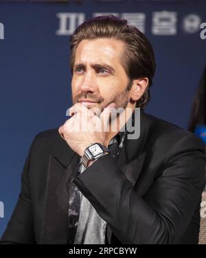 (190630) -- SEOUL, 30. Juni 2019 -- Schauspieler Jake Gyllenhaal nimmt an einer Pressekonferenz des Films Spider-man: Far From Home in Seoul, Südkorea, 30. Juni 2019 Teil. Der Film wird am 2. Juli in Südkorea veröffentlicht. ) SÜDKOREA-SEOUL-MOVIE-SPIDER-MAN: FERN VON ZU HAUSE -PROMOTION LEEXSANG-HO PUBLICATIONXNOTXINXCHN Stockfoto